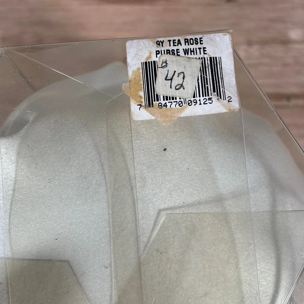 Beverly Clark Collection Tea Rose Bridal Pouch White Satin Pearl Drawstring Bag